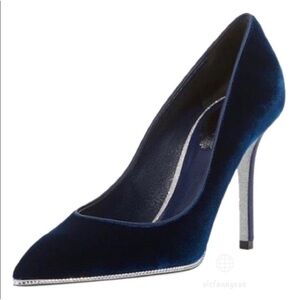 Rene caovilla crystal sole embellished velvet pumps 7 37.5